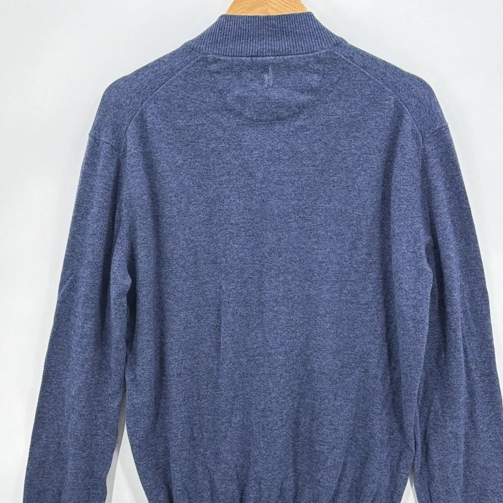 Johnnie-O Men's‎ Large Helios Blue 1/4 Zip Pullover Sweater Cotton Silk Blend